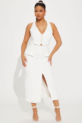 Via Midi Dress - Off White sold by Fashion Nova