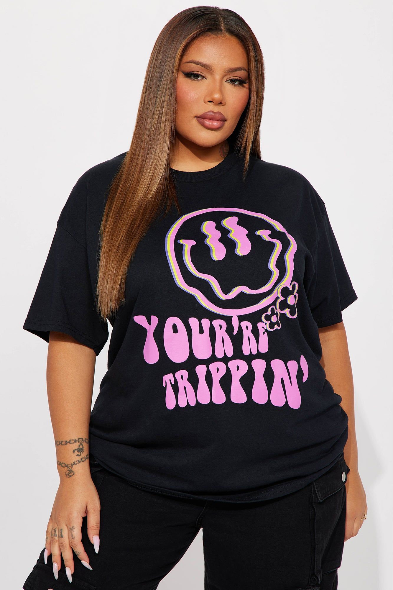 You're Trippin' Short Sleeve Tee - Black sold by Fashion Nova product image thumbnail 4