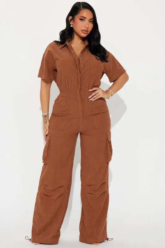 Got To Be It Corduroy Jumpsuit - Brown sold by Fashion Nova
