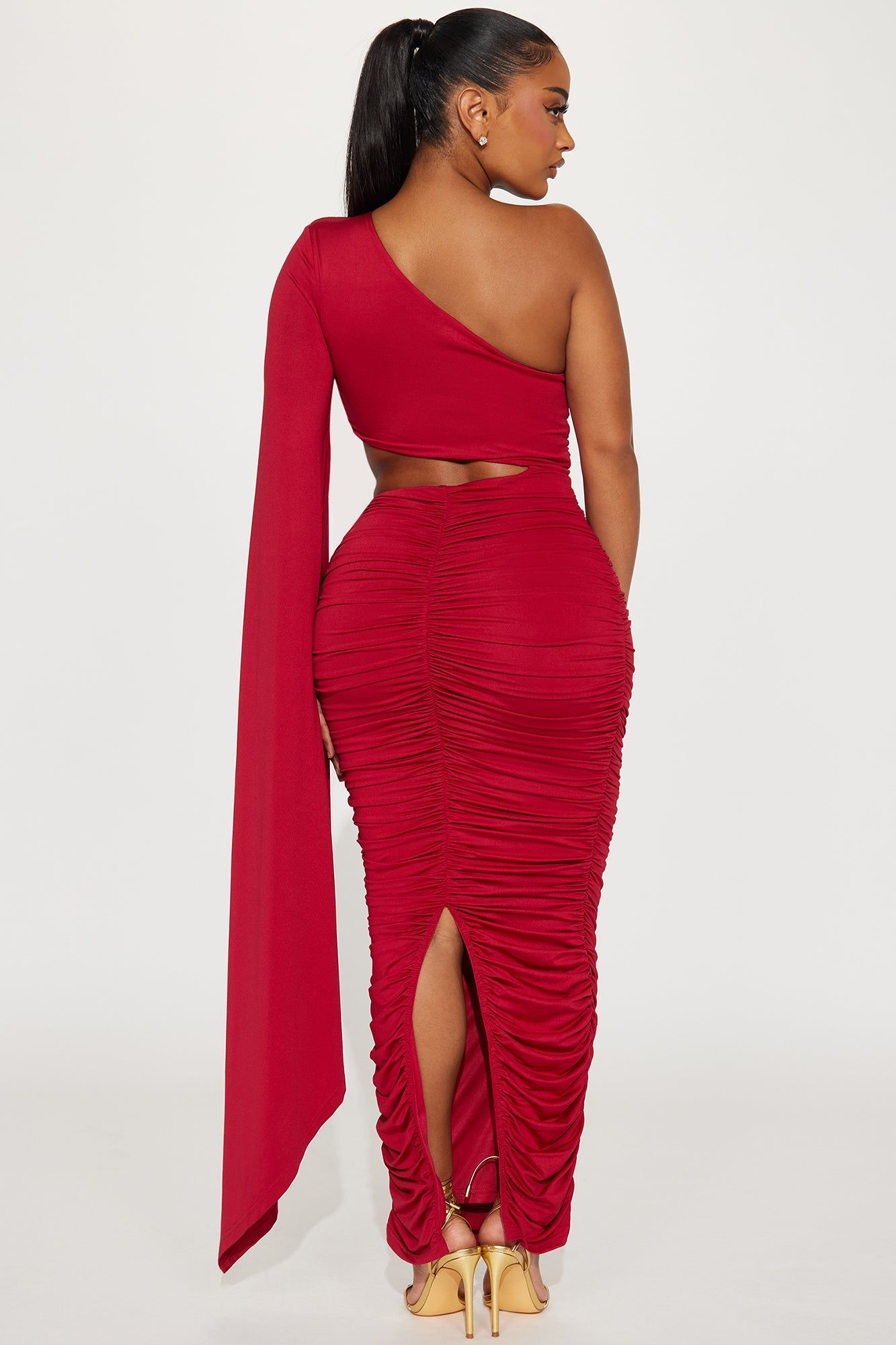 Aria Ruched Maxi Dress - Wine sold by Fashion Nova product image thumbnail 3