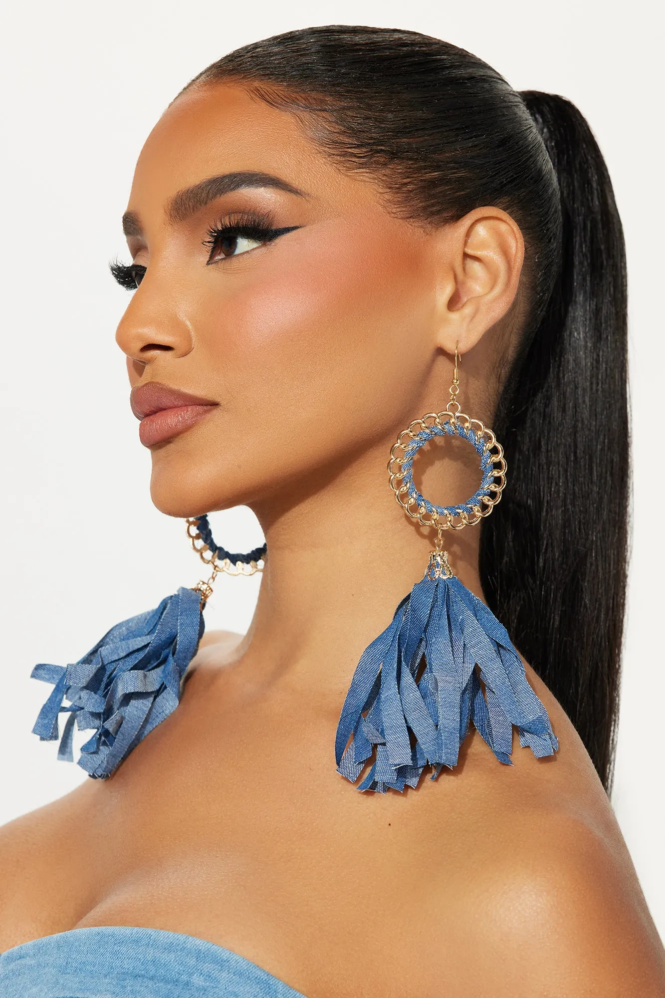Sweep You Off Your Feet Earrings - Denim sold by Fashion Nova product image thumbnail 2