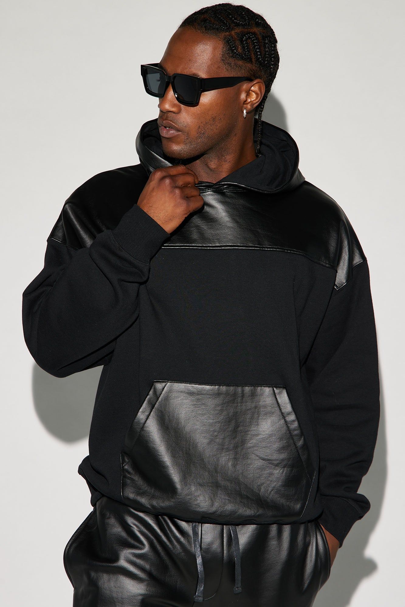 Tyson Waxed Panel Hoodie - Black sold by Fashion Nova