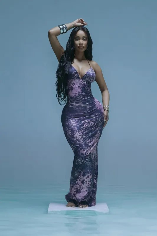 Jenna Butterfly Maxi Dress - Burgundy/combo sold by Fashion Nova