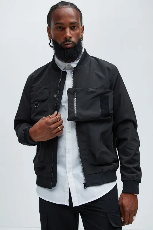 Off To Work Lightweight Bomber - Black sold by Fashion Nova