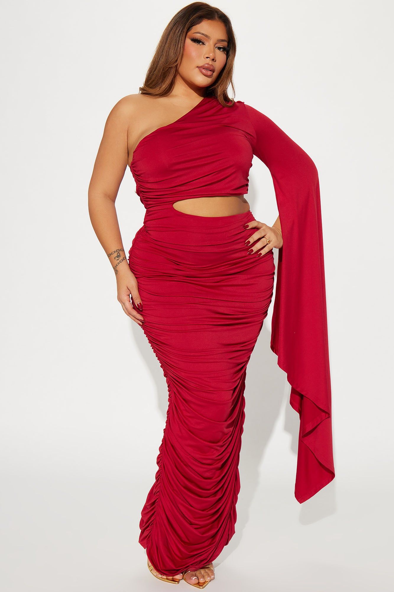 Aria Ruched Maxi Dress - Wine sold by Fashion Nova product image thumbnail 4