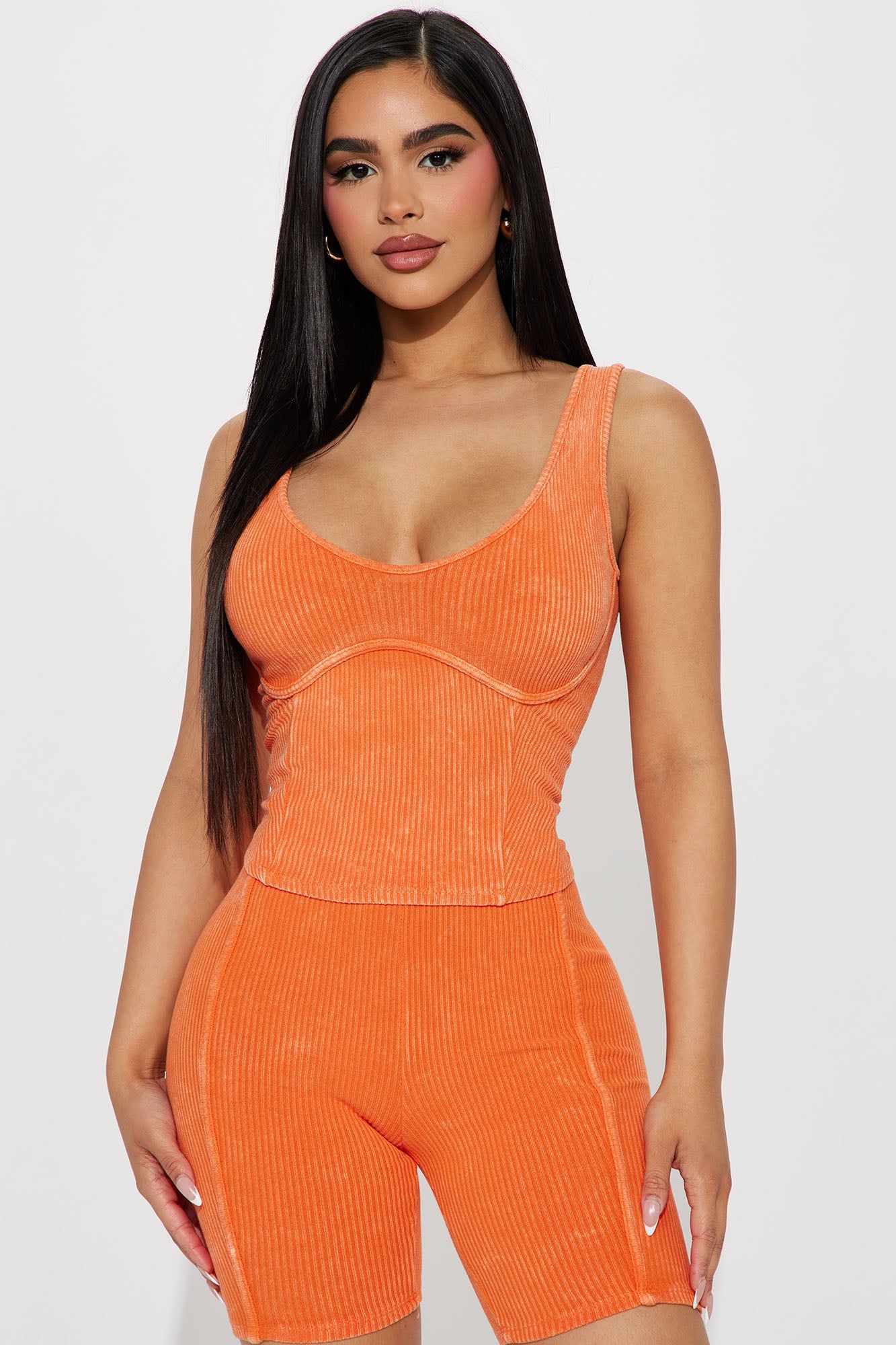 Delaney Ribbed Short Set - Orange sold by Fashion Nova product image thumbnail 2