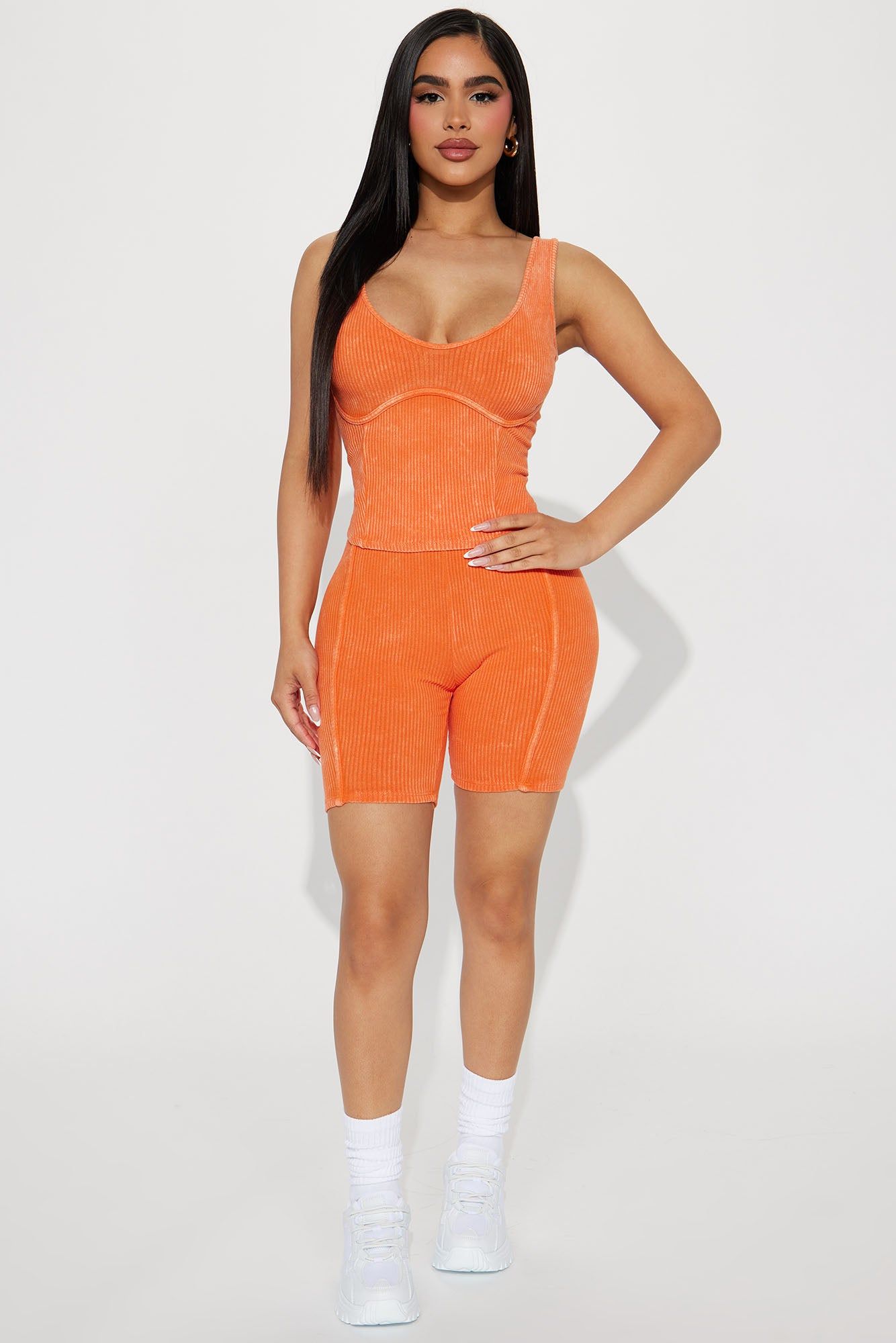 Delaney Ribbed Short Set - Orange sold by Fashion Nova