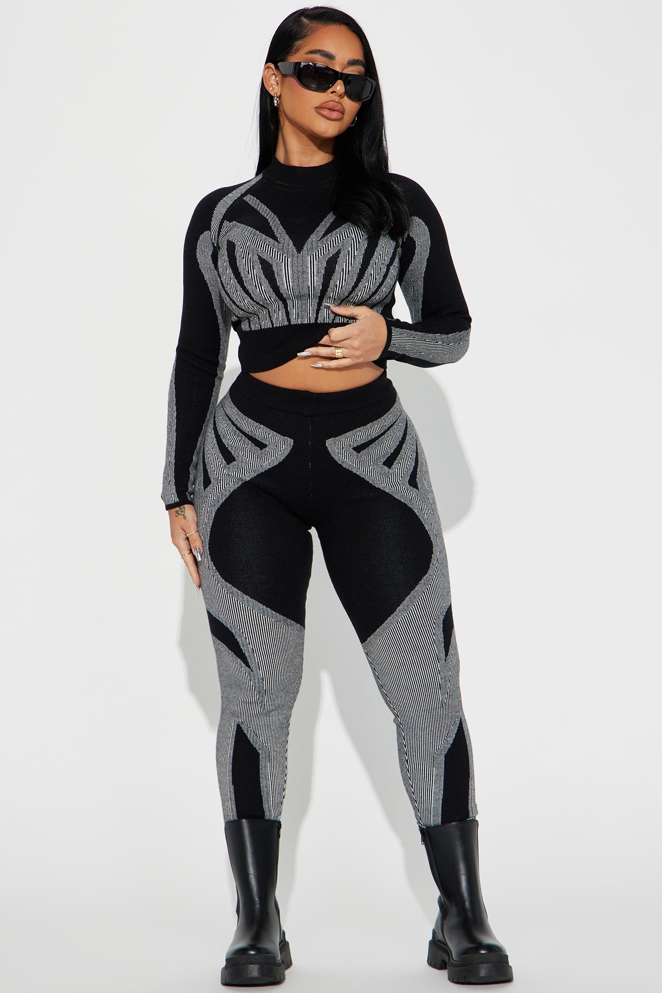 Ava Sweater Legging Set - Black/combo sold by Fashion Nova