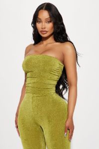 Off My Mind Slinky Jumpsuit - Chartreuse sold by Fashion Nova