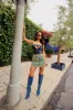 Doin' My Thing Frayed Denim Mini Skirt - Green sold by Fashion Nova