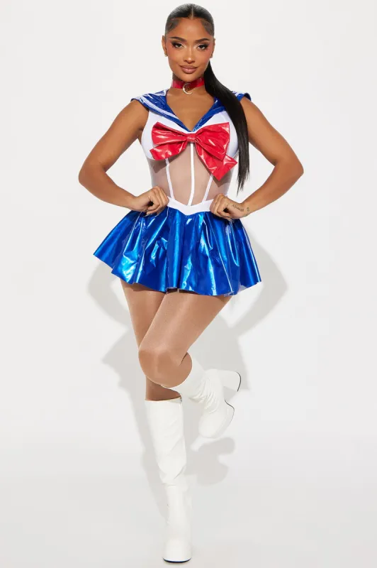 Lunar Powered Babe 2 Piece Costume Set - Blue/combo sold by Fashion Nova