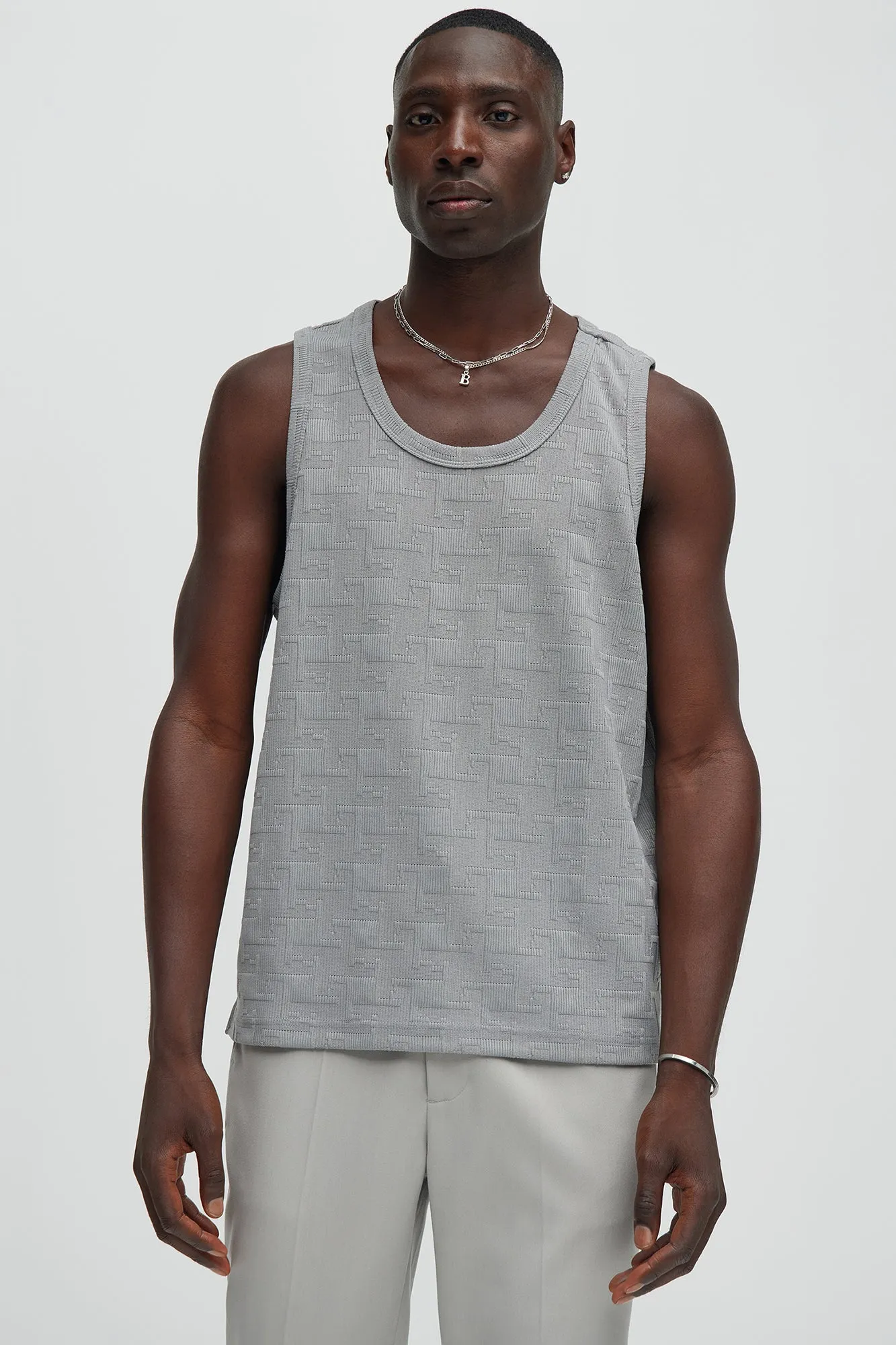 Ethel Textured Relaxed Tank - Grey sold by Fashion Nova