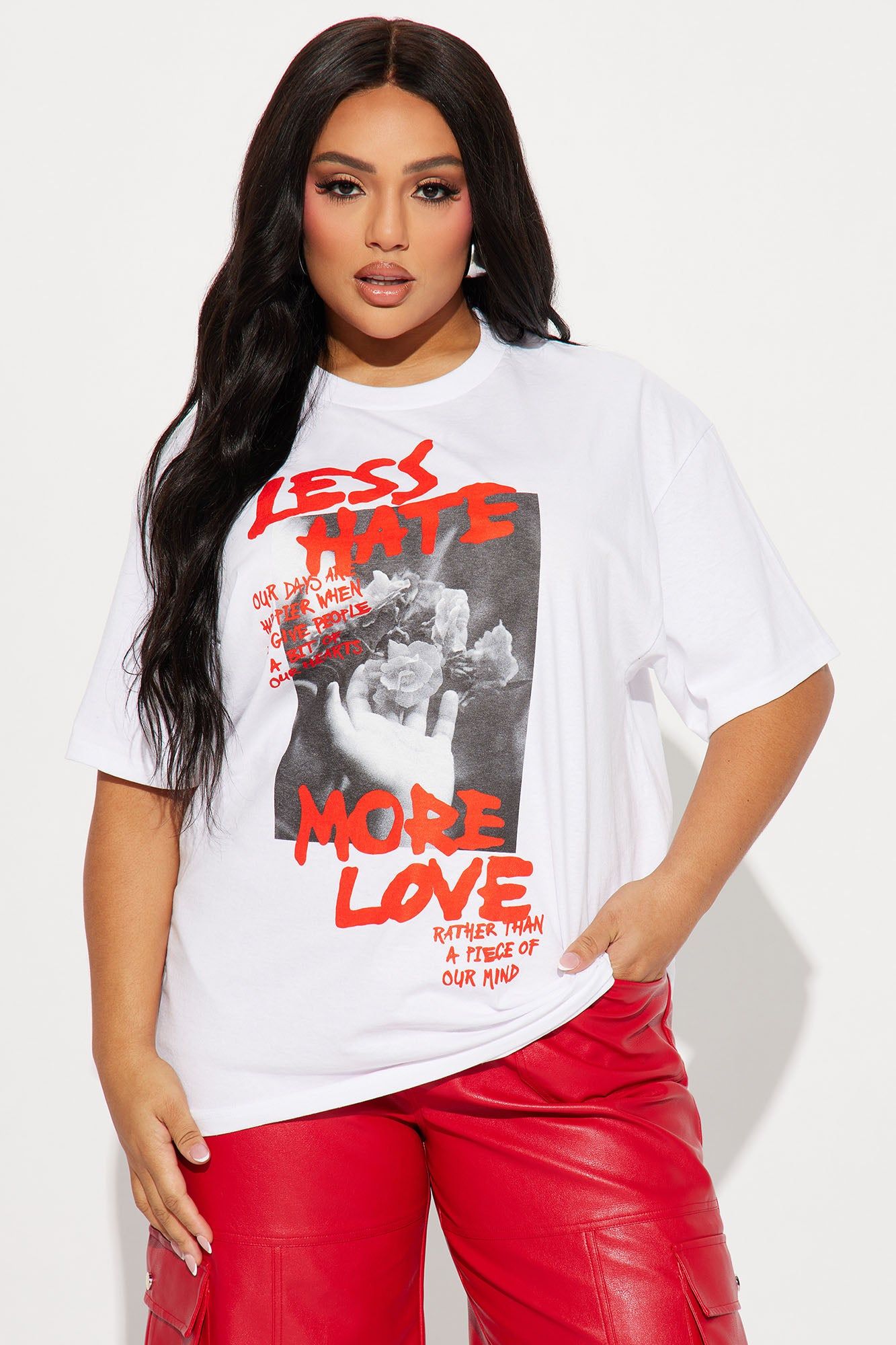 Less Hate More Love Tee - White sold by Fashion Nova product image thumbnail 4