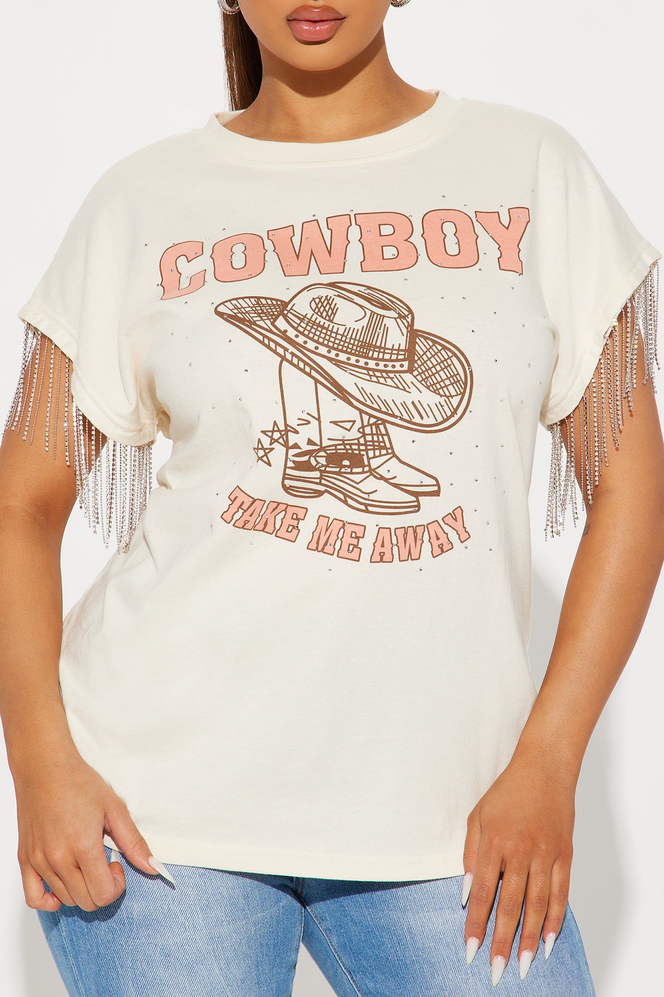 Cowboy Take Me Away Rhinestone Tee - Beige sold by Fashion Nova product image thumbnail 3