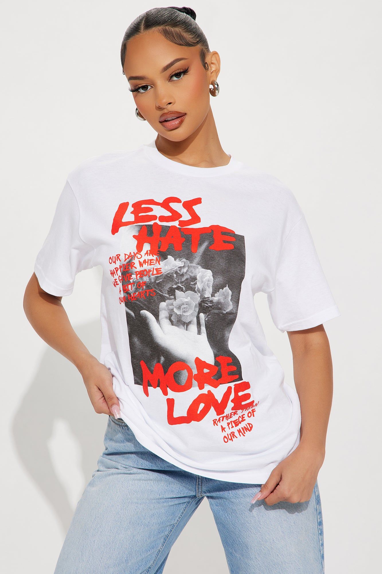 Less Hate More Love Tee - White sold by Fashion Nova
