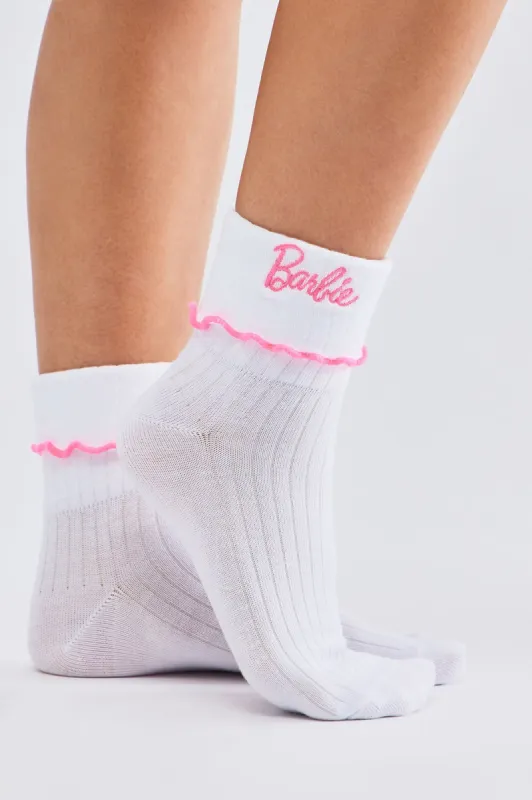 Preppy Barbie Socks - White/Pink sold by Fashion Nova