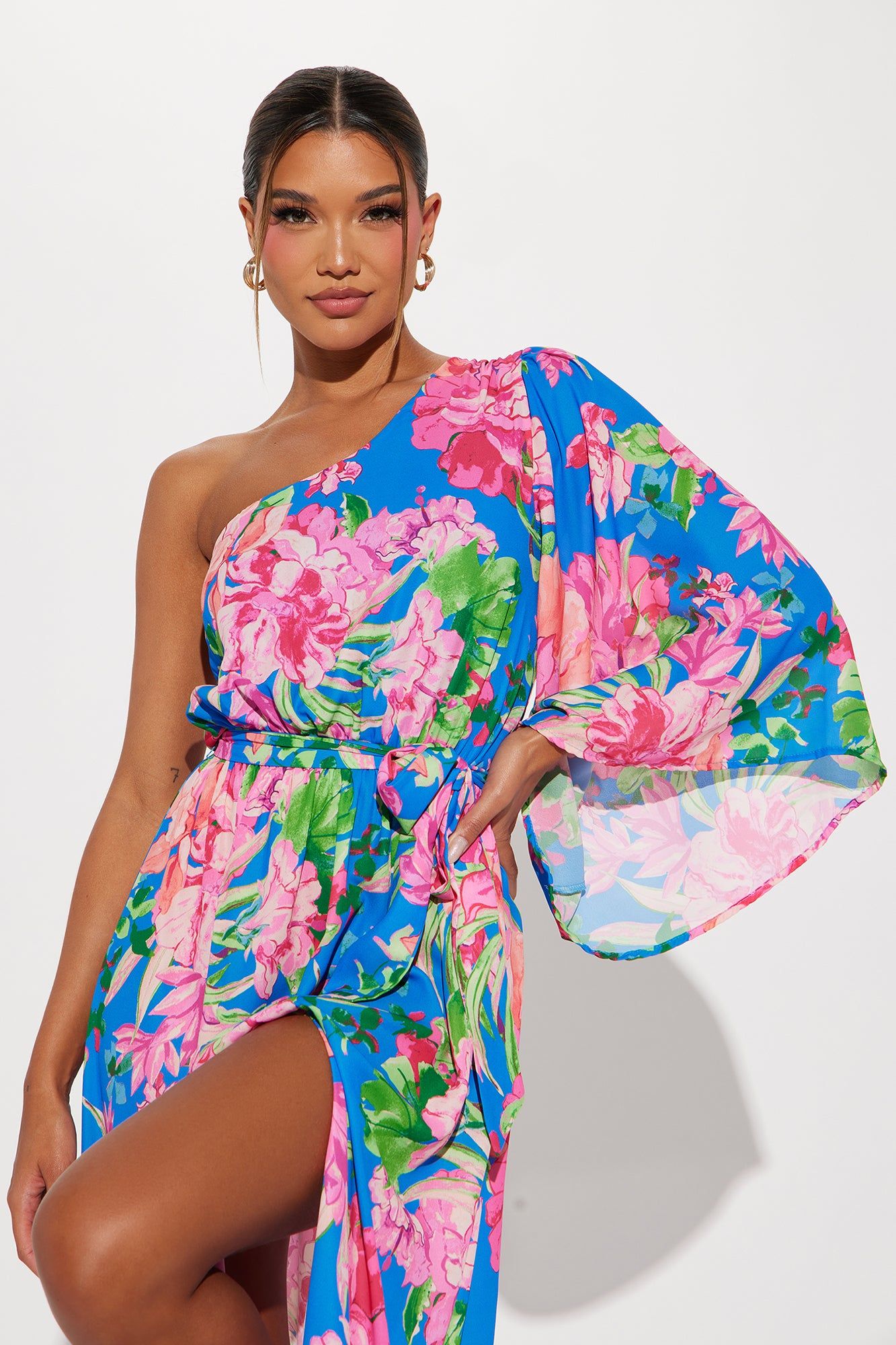 Amalfi Coast Chiffon Maxi Dress - Blue/combo sold by Fashion Nova product image thumbnail 2