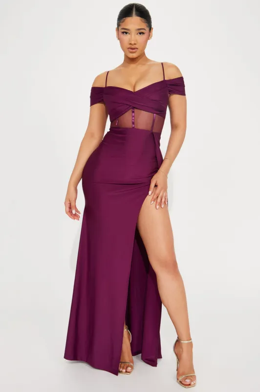 Destini Corset Waist Gown - Eggplant sold by Fashion Nova