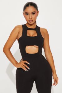Playing Me Jumpsuit - Black sold by Fashion Nova