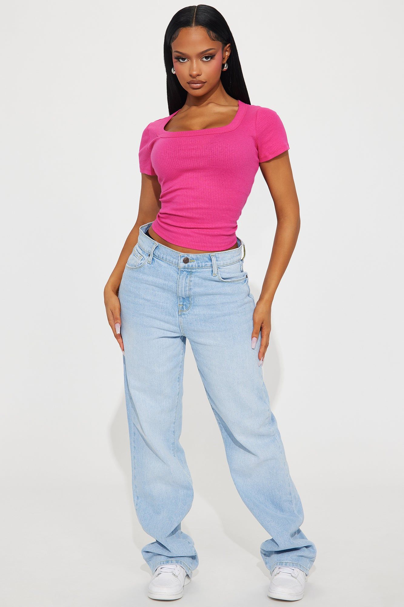 Kourtney Ribbed Baby Tee - Fuchsia sold by Fashion Nova product image thumbnail 2