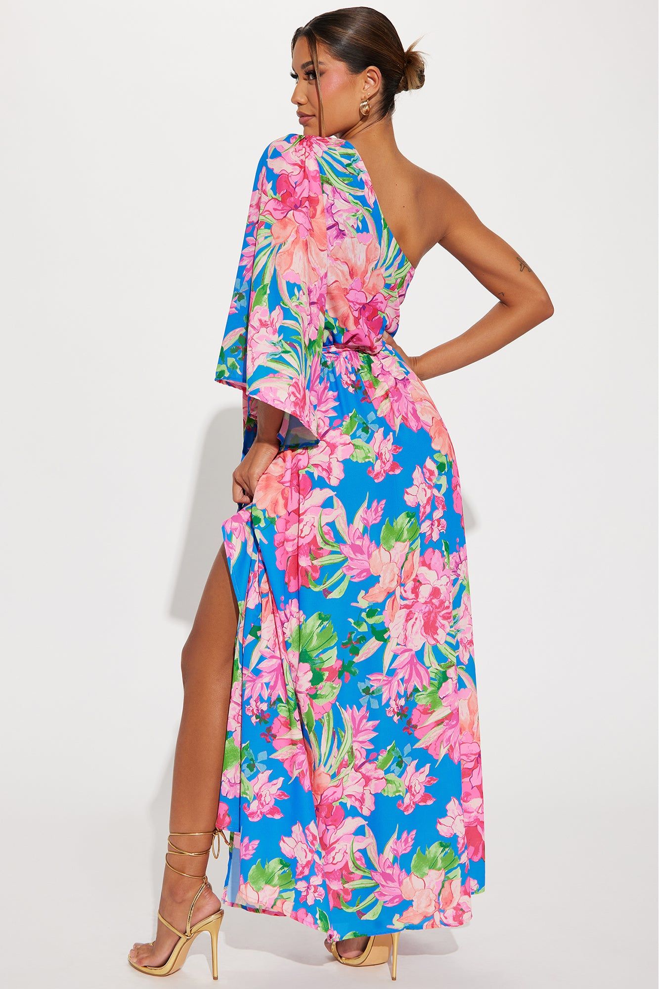 Amalfi Coast Chiffon Maxi Dress - Blue/combo sold by Fashion Nova product image thumbnail 3