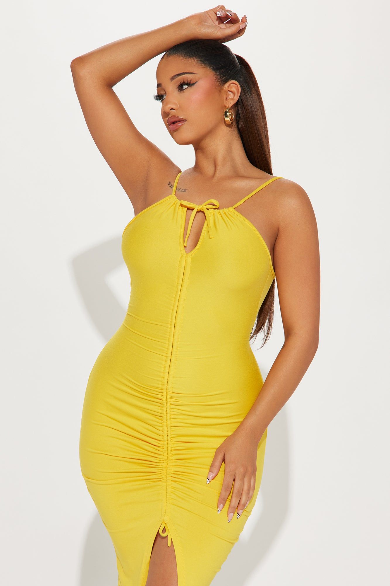 Gigi Ruched Maxi Dress - Yellow sold by Fashion Nova product image thumbnail 2