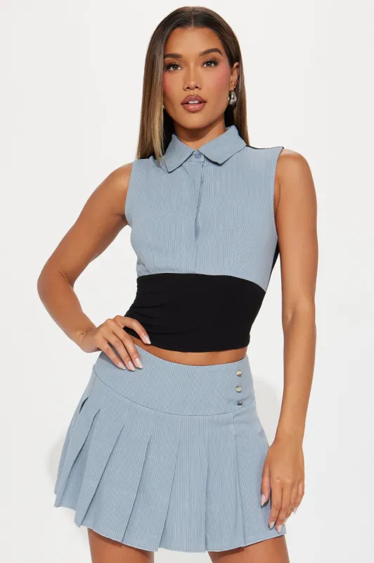 Play Along Micro Mini Skirt Set - Blue sold by Fashion Nova