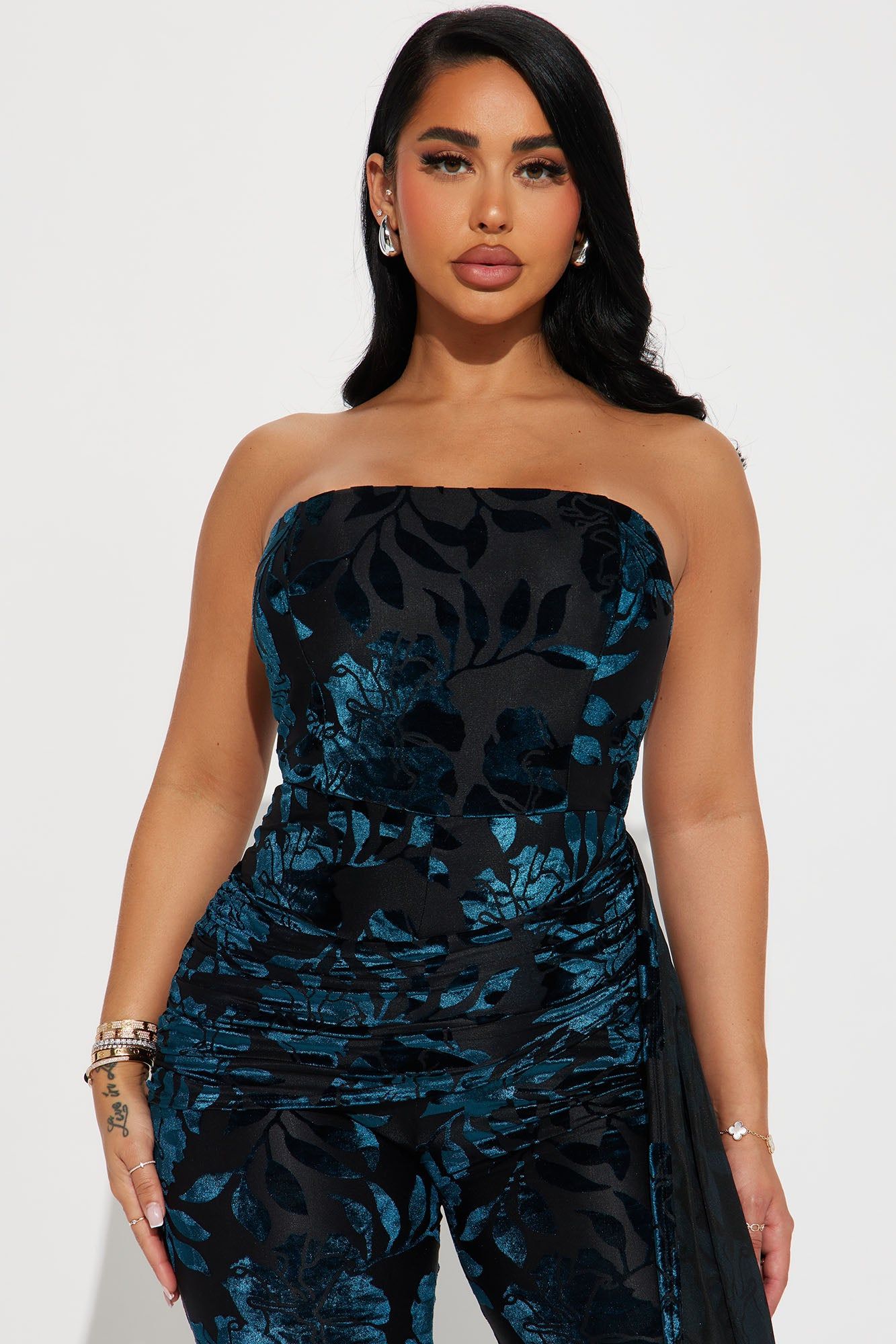 Laying High Velvet Jumpsuit - Teal sold by Fashion Nova product image thumbnail 2