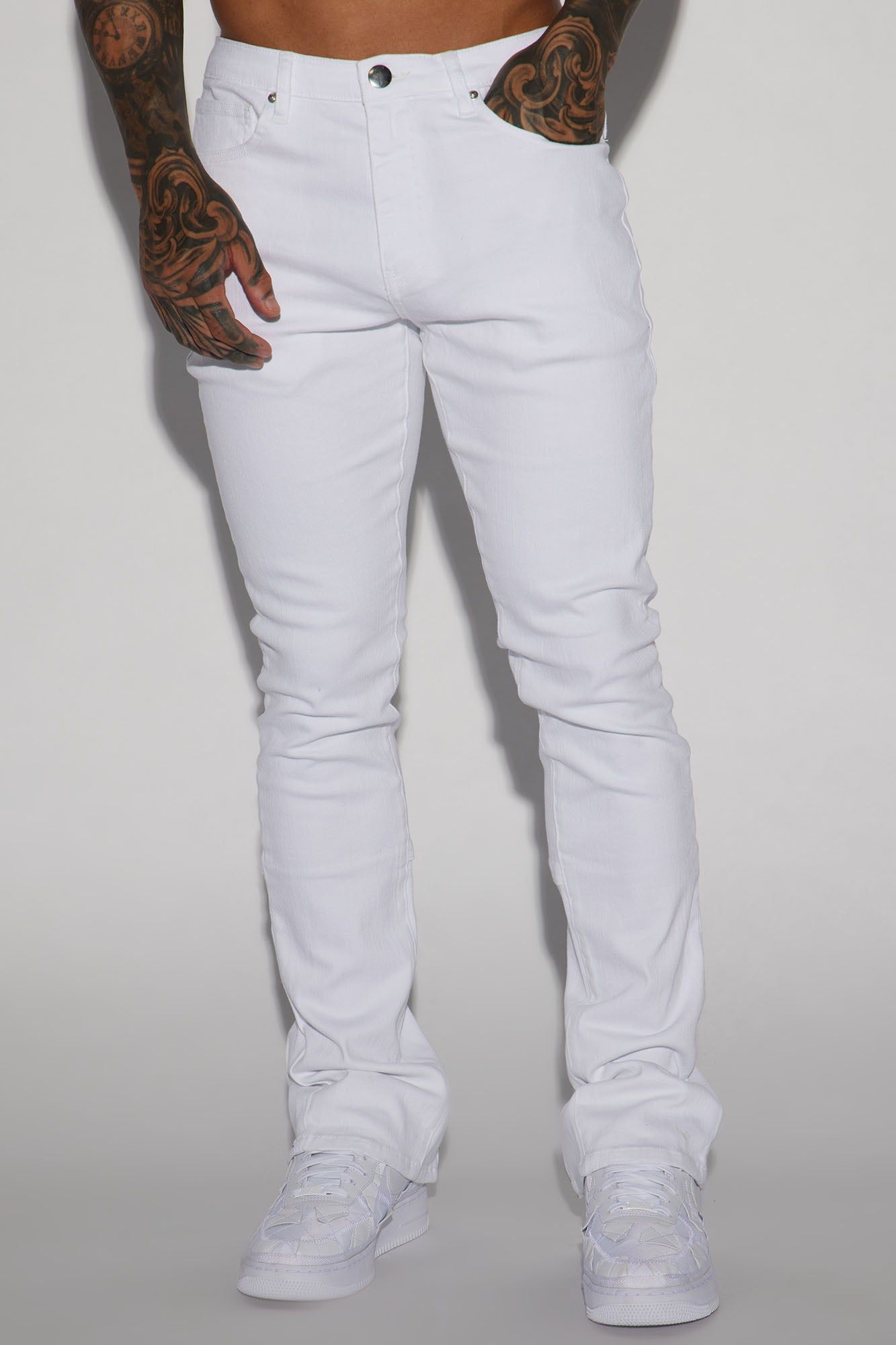Drop Top Convertible Stacked Skinny Jeans - White sold by Fashion Nova product image thumbnail 4