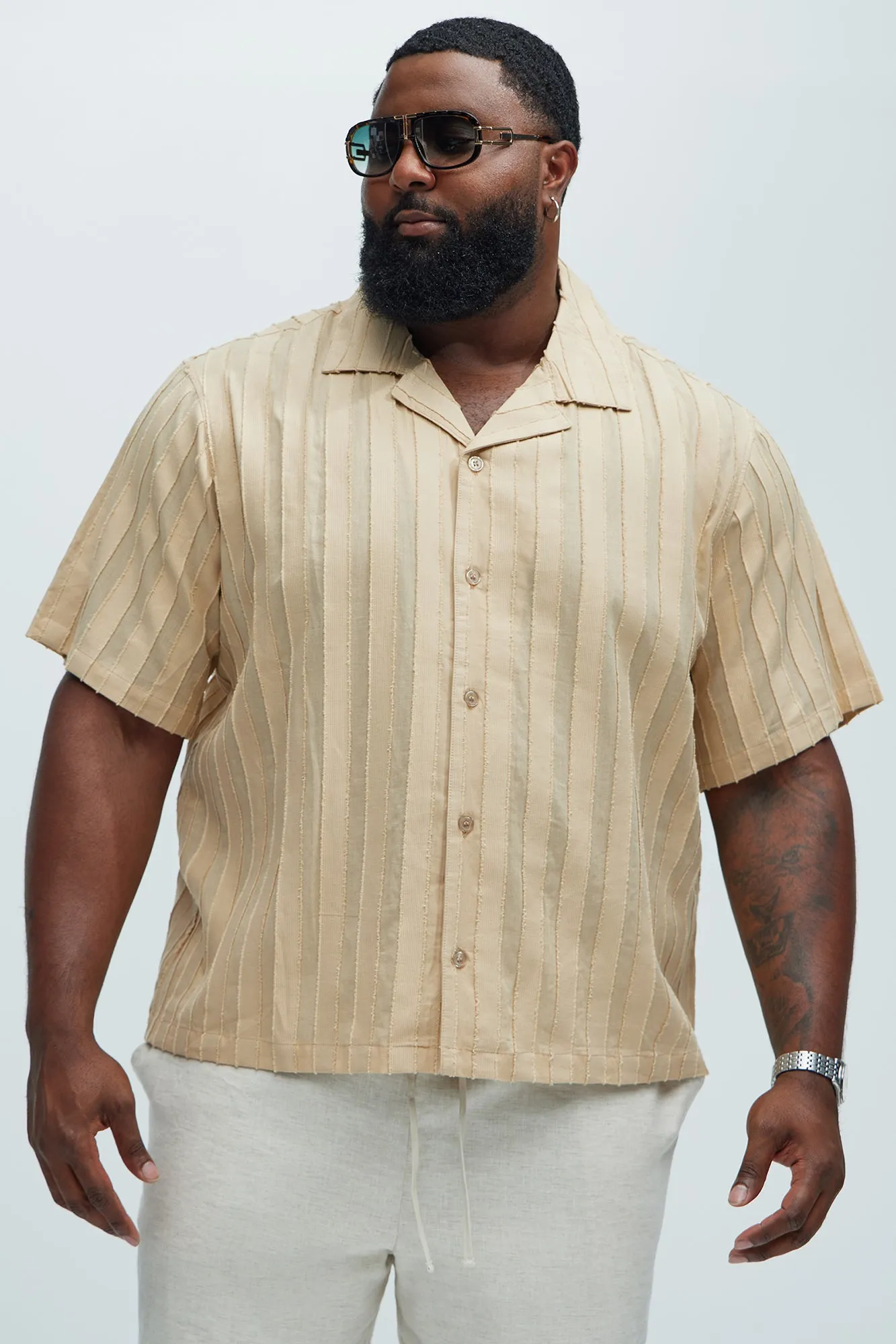 Charles Striped Shirt - Cream sold by Fashion Nova product image thumbnail 5