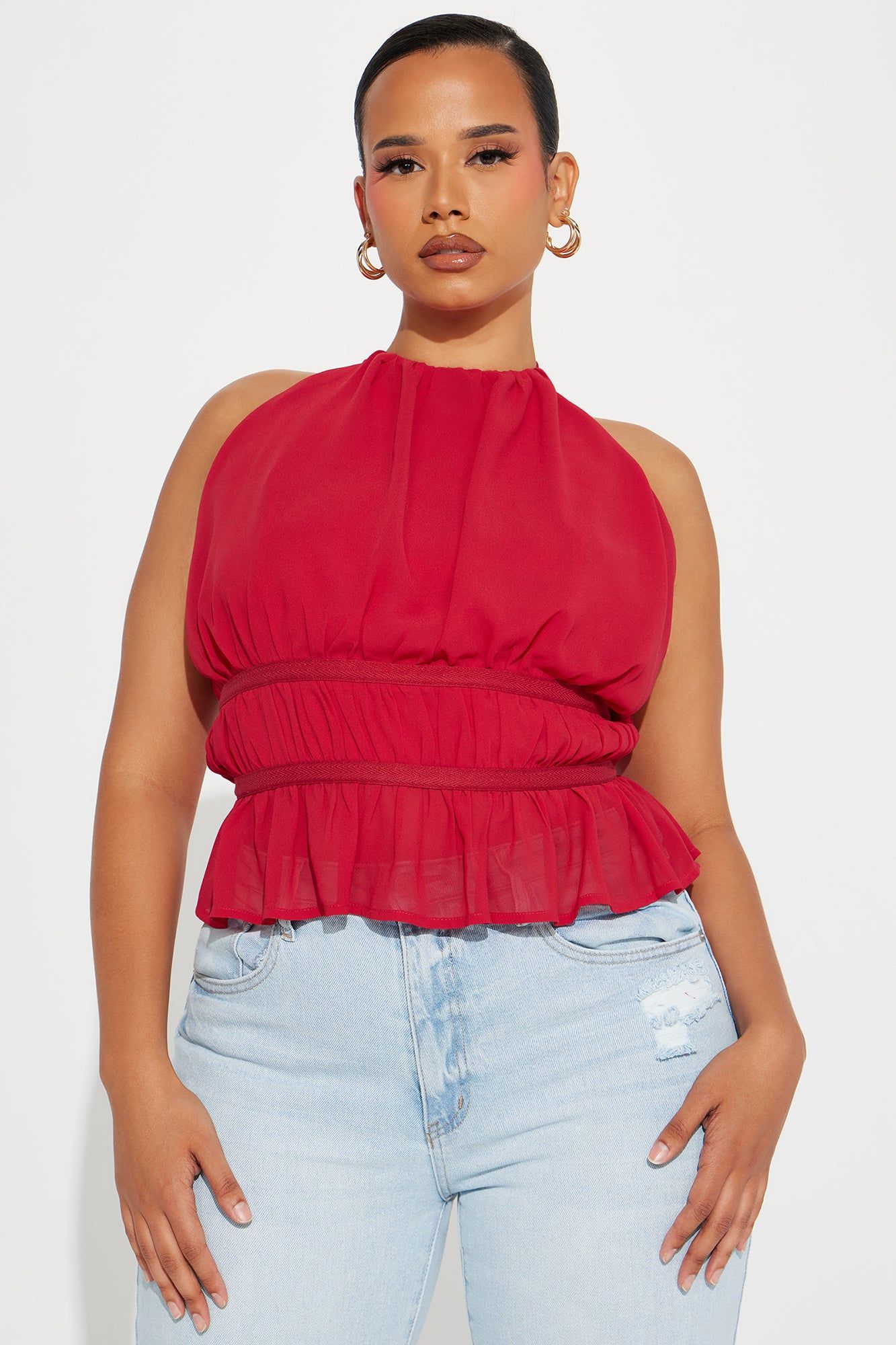 Dainty Dining Halter Top - Red sold by Fashion Nova product image thumbnail 4