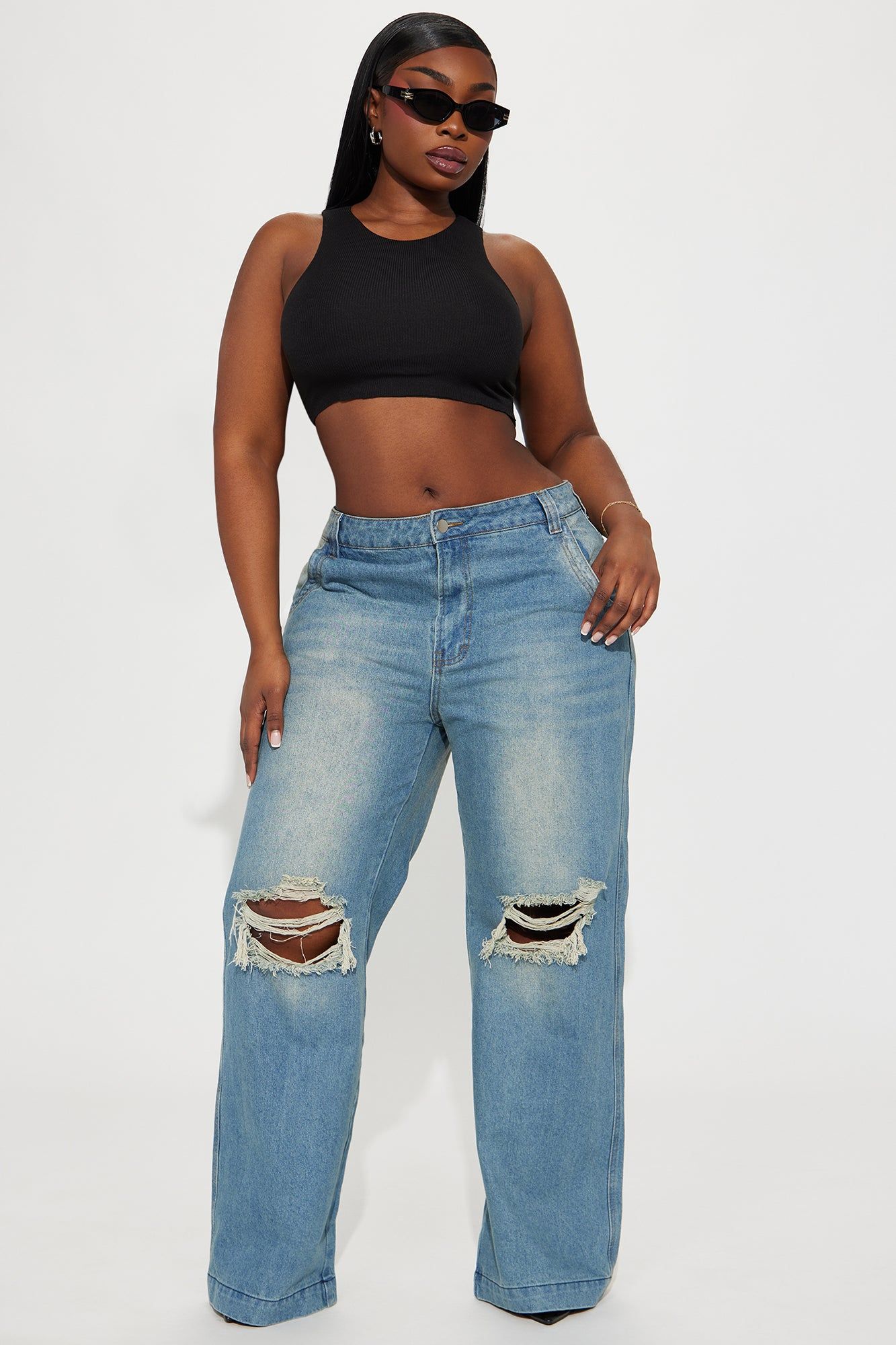 Drew Drop Waist Baggy Jeans - Medium Wash sold by Fashion Nova product image thumbnail 4