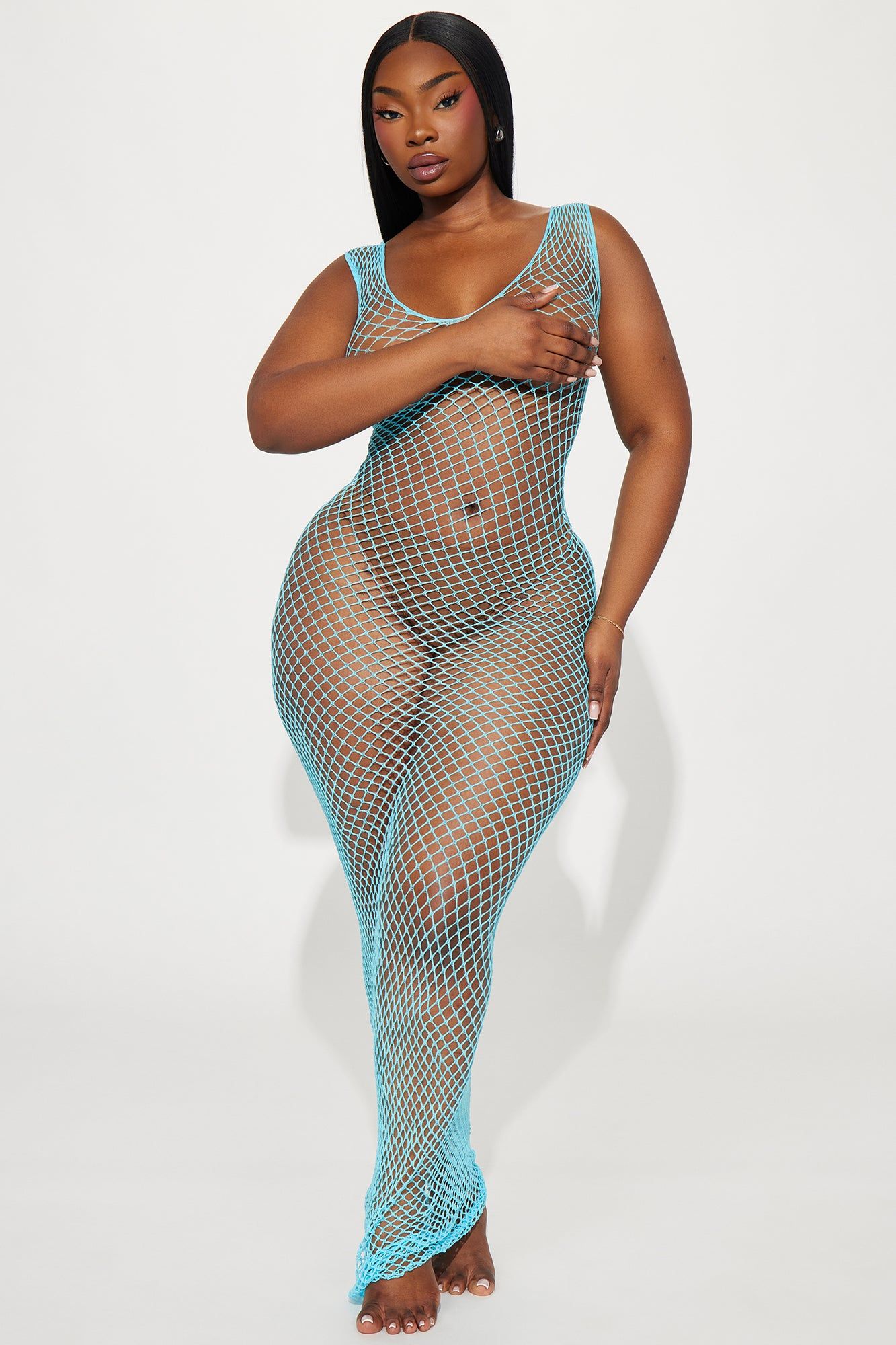 Look But Don't Touch Bodystocking Dress - Turquoise sold by Fashion Nova product image thumbnail 4