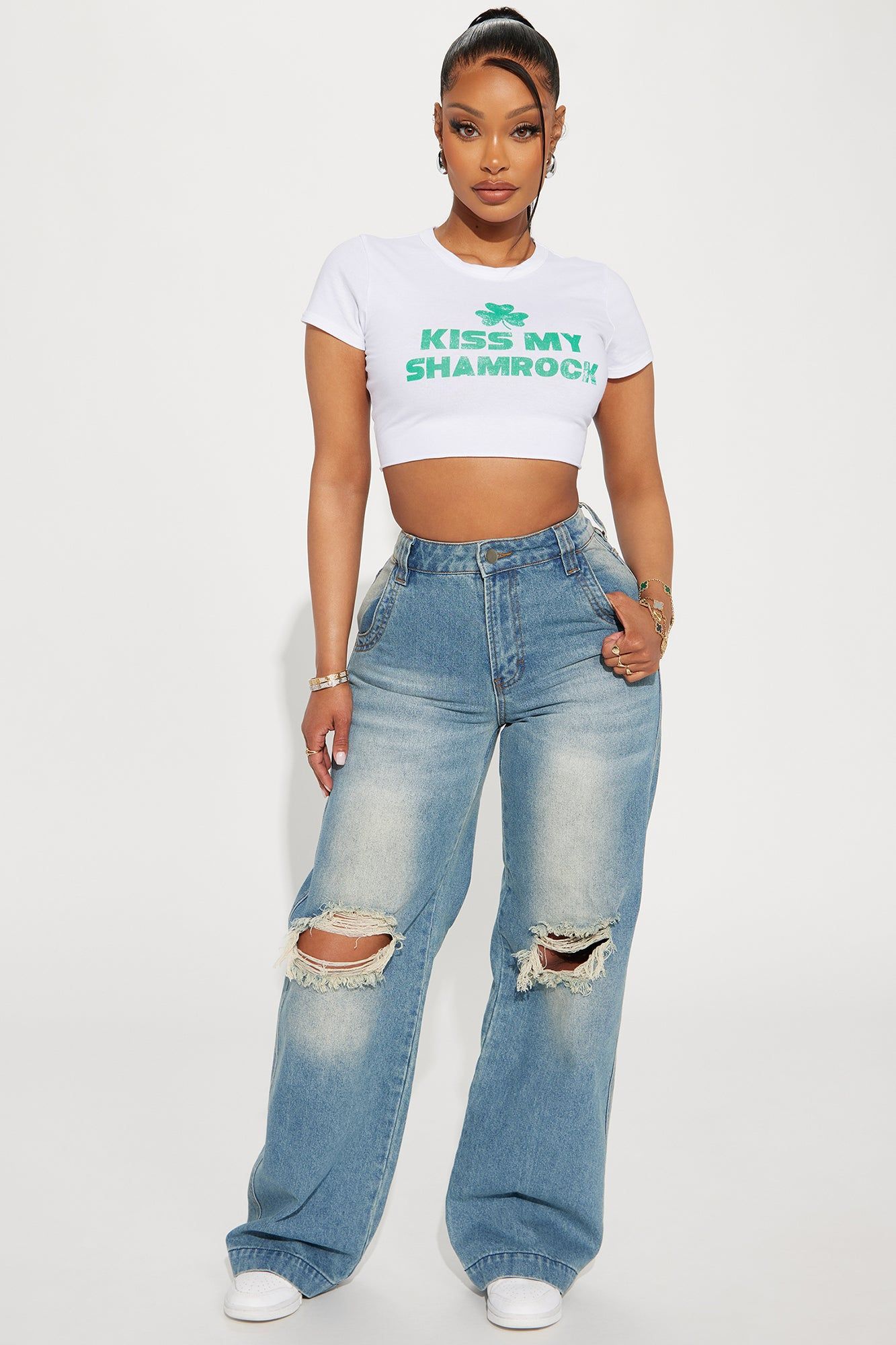 Drew Drop Waist Baggy Jeans - Medium Wash sold by Fashion Nova