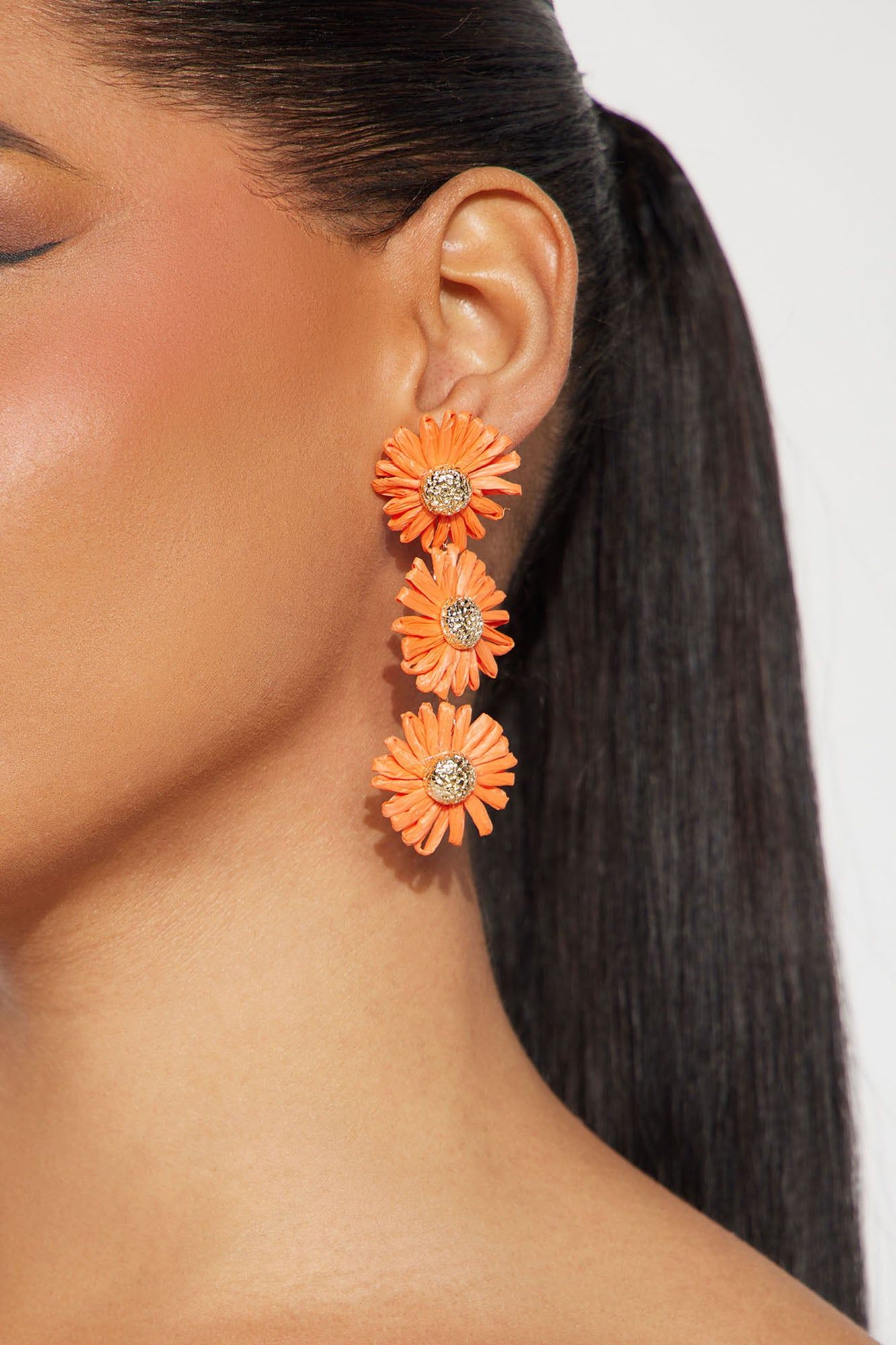 In The Flower Fields Earrings - Orange sold by Fashion Nova