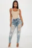 Wait For Your Love Stretch Ripped Skinny Jeans - Vintage Wash sold by Fashion Nova