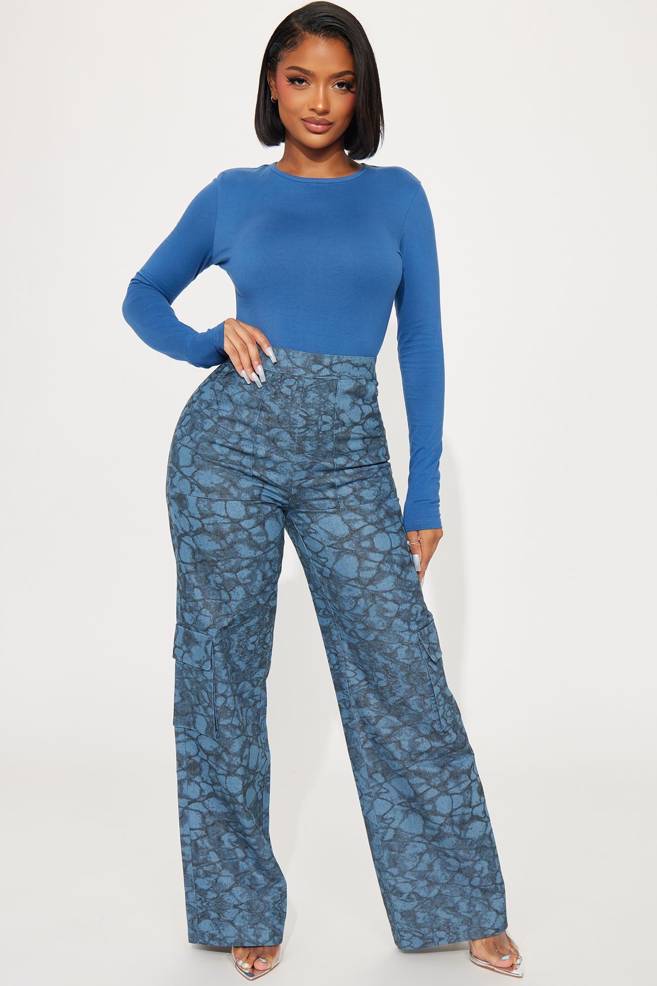 Push The Boundaries Denim Jumpsuit - Blue/combo sold by Fashion Nova