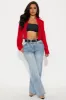 Take The Lead Cropped Blazer - Red sold by Fashion Nova