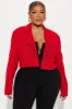 Take The Lead Cropped Blazer - Red sold by Fashion Nova