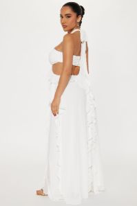 Rosette Ruffle Maxi Dress - Off White sold by Fashion Nova