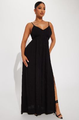 Taking Trips Cami Maxi Dress - Black sold by Fashion Nova