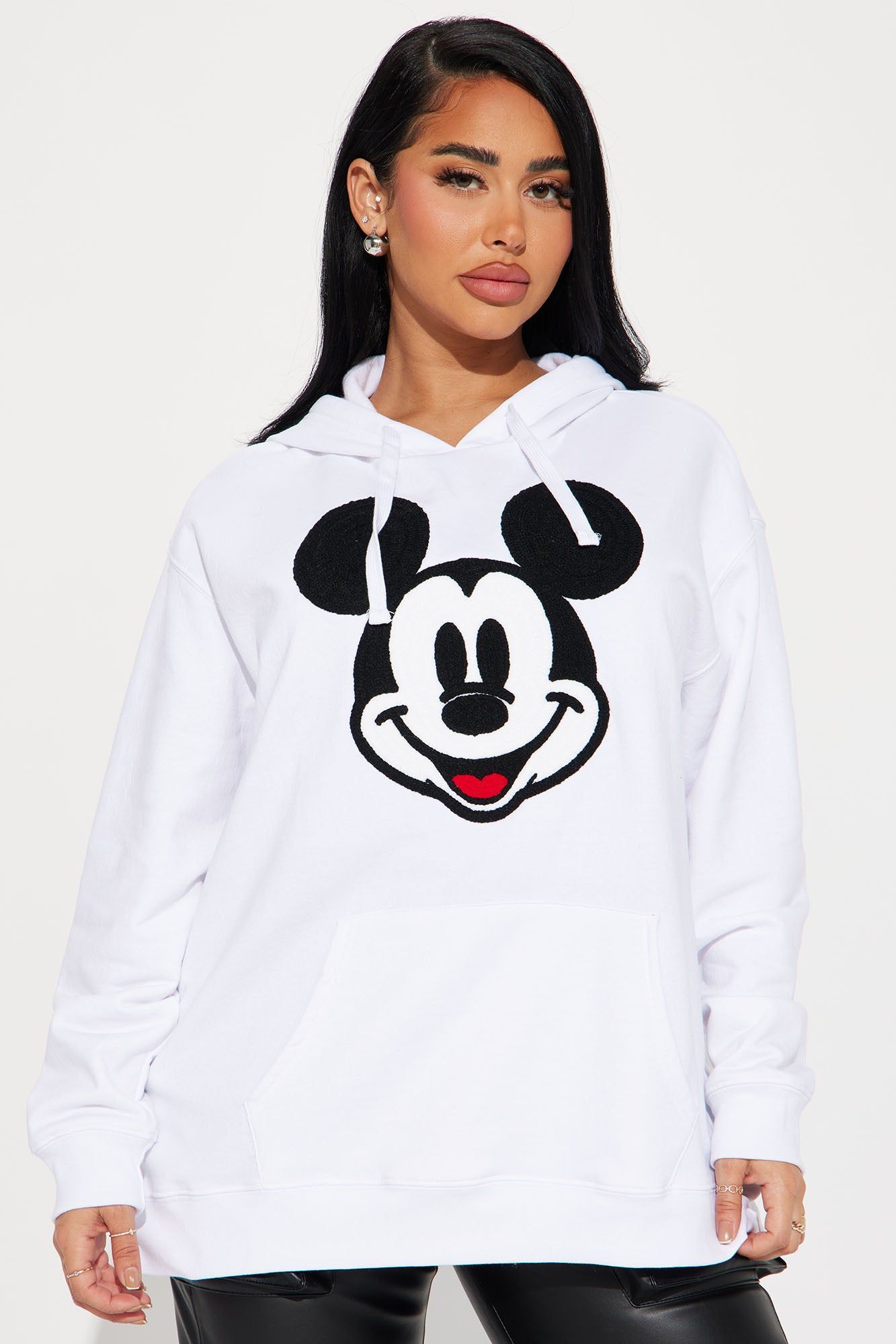 Mickey Mouse Crochet Patch Hoodie - White sold by Fashion Nova