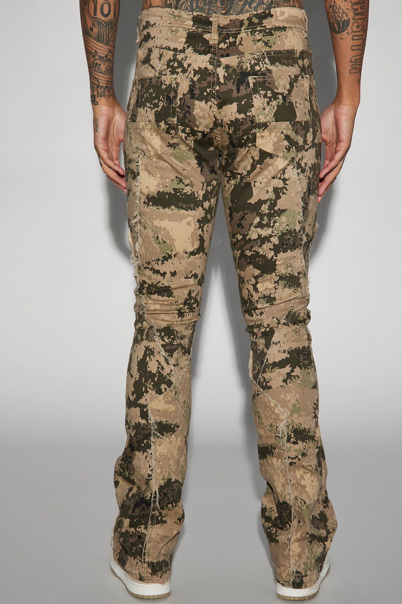 Want To Fray Stacked Skinny Flare Pants - Camouflage sold by Fashion Nova product image thumbnail 5