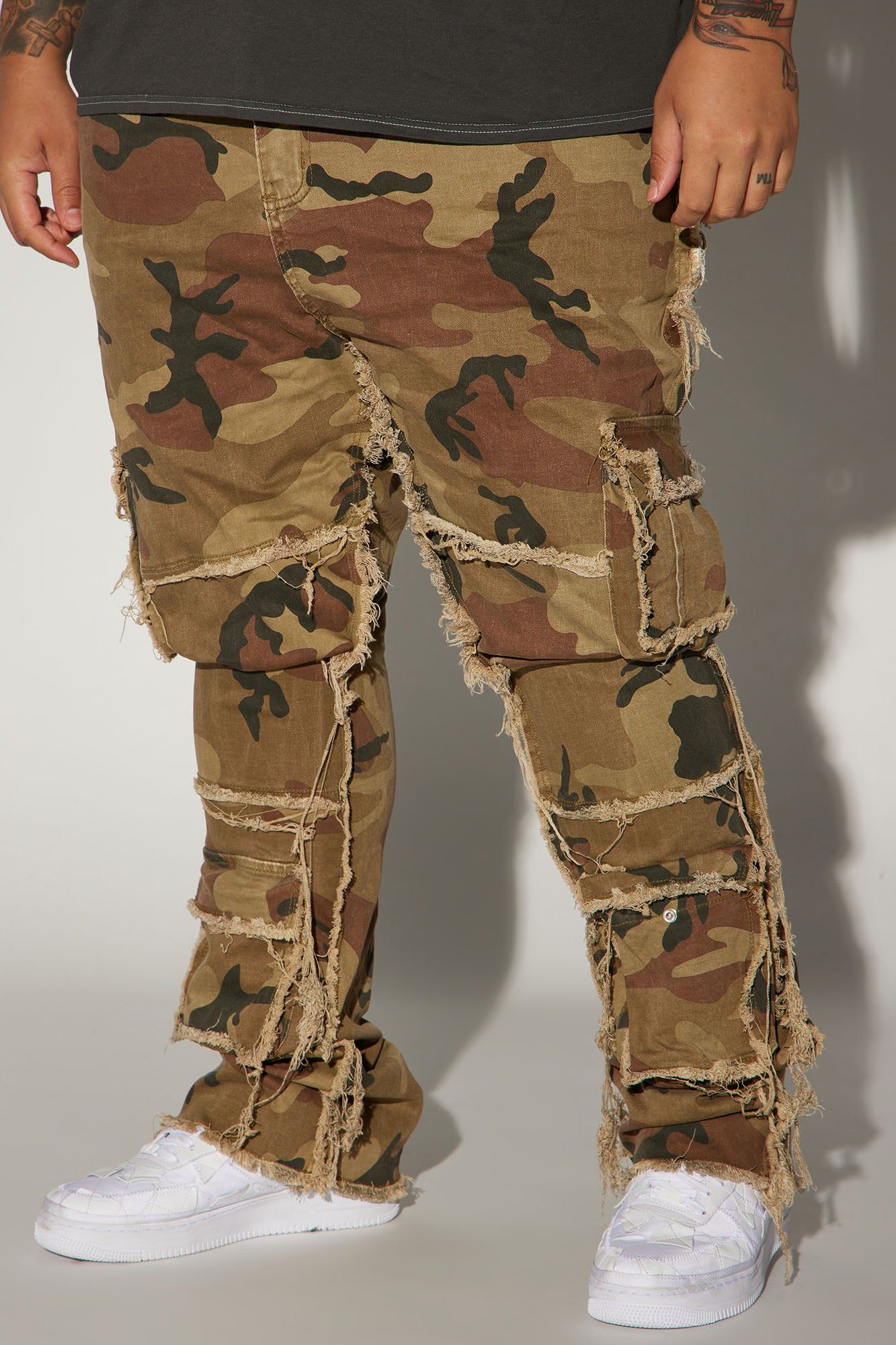 We Got This Fray Stacked Skinny Flare Jeans - Camouflage sold by Fashion Nova product image thumbnail 5