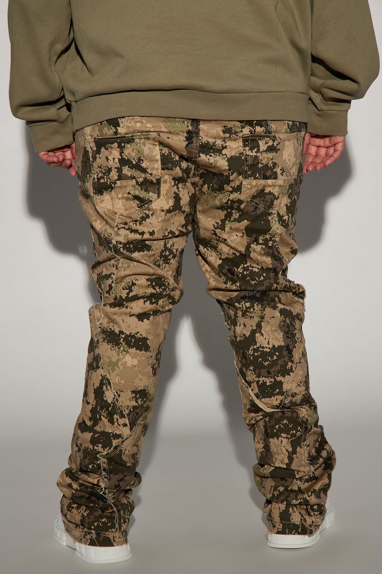 Want To Fray Stacked Skinny Flare Pants - Camouflage sold by Fashion Nova product image thumbnail 7