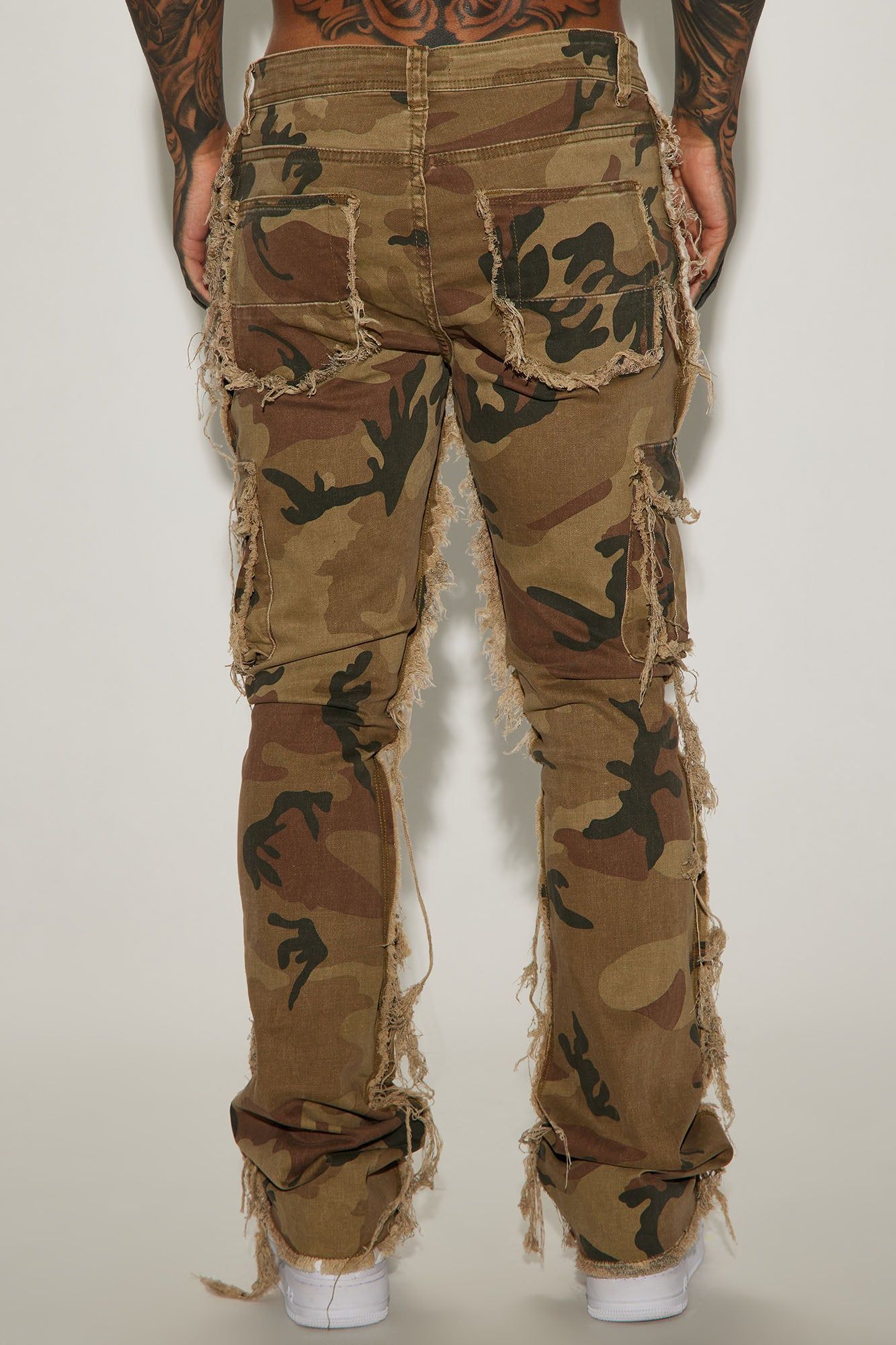 We Got This Fray Stacked Skinny Flare Jeans - Camouflage sold by Fashion Nova product image thumbnail 4
