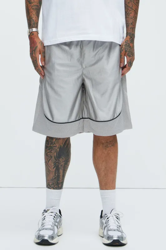 Game Time Mesh Shorts - Grey sold by Fashion Nova
