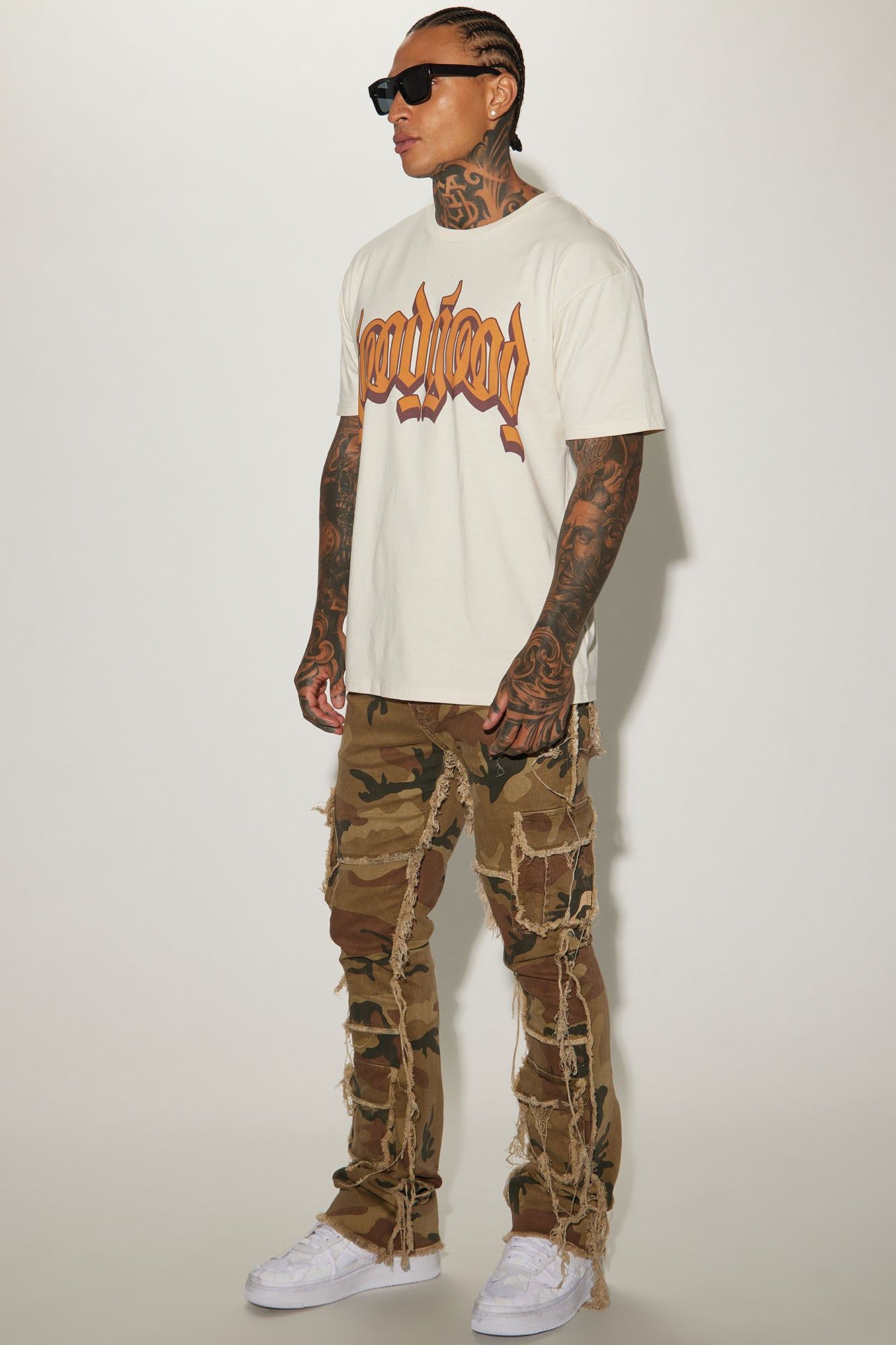 We Got This Fray Stacked Skinny Flare Jeans - Camouflage sold by Fashion Nova product image thumbnail 2