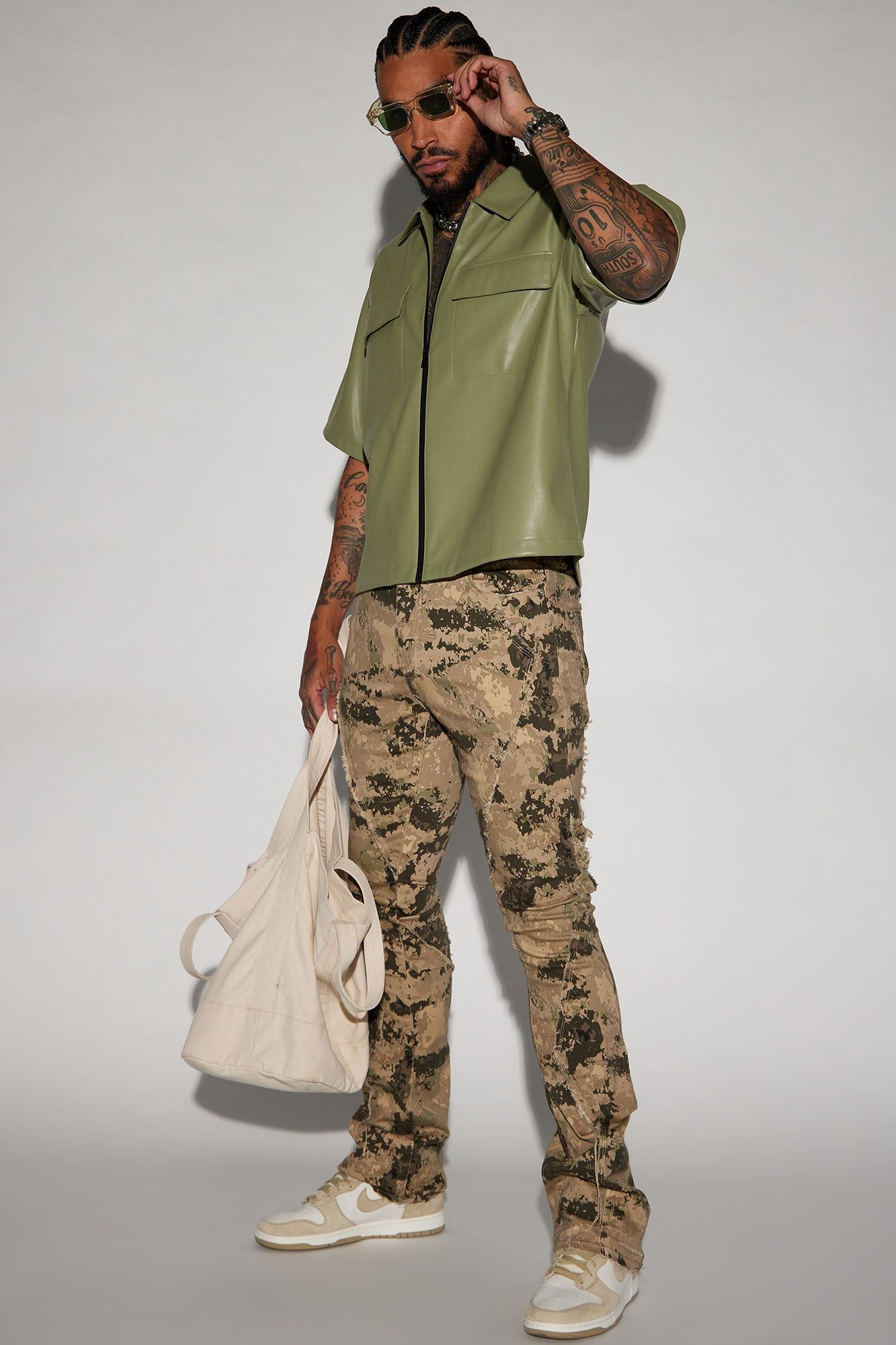 Want To Fray Stacked Skinny Flare Pants - Camouflage sold by Fashion Nova product image thumbnail 3