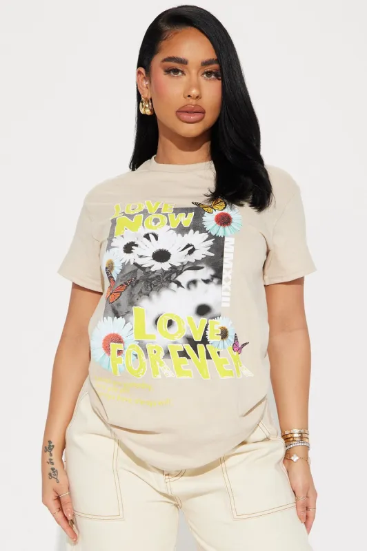 Love Forever Graphic Tshirt - Taupe sold by Fashion Nova